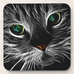 Spooky Cat Feline Soul Spirit Animal Coaster