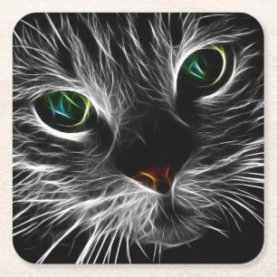Spooky Cat Feline Soul Spirit Animal Party Coaster
