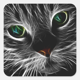 Spooky Cat Feline Soul Spirit Animal Square Sticker