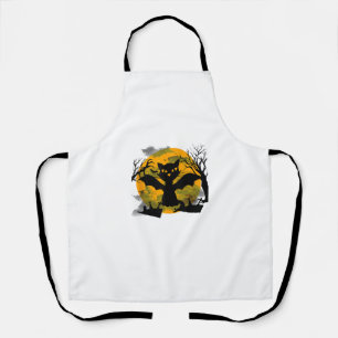 Spooky Cat, Funny Halloween, kitty wearing a bat c Apron