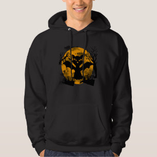 Spooky Cat, Funny Halloween, kitty wearing a bat c Hoodie
