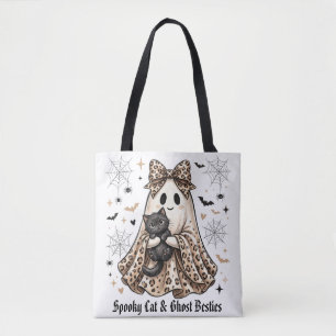 Spooky Cat & Ghost Besties Halloween Tote Bag