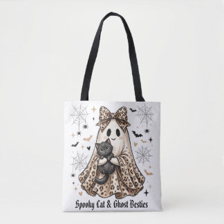 Spooky Cat & Ghost Besties Halloween Tote Bag