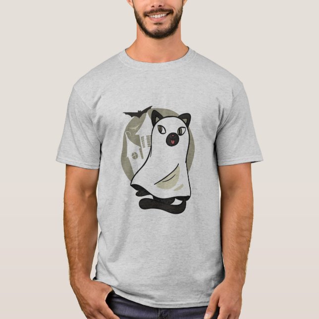 Spooky Cat Ghost T-Shirt (Front)