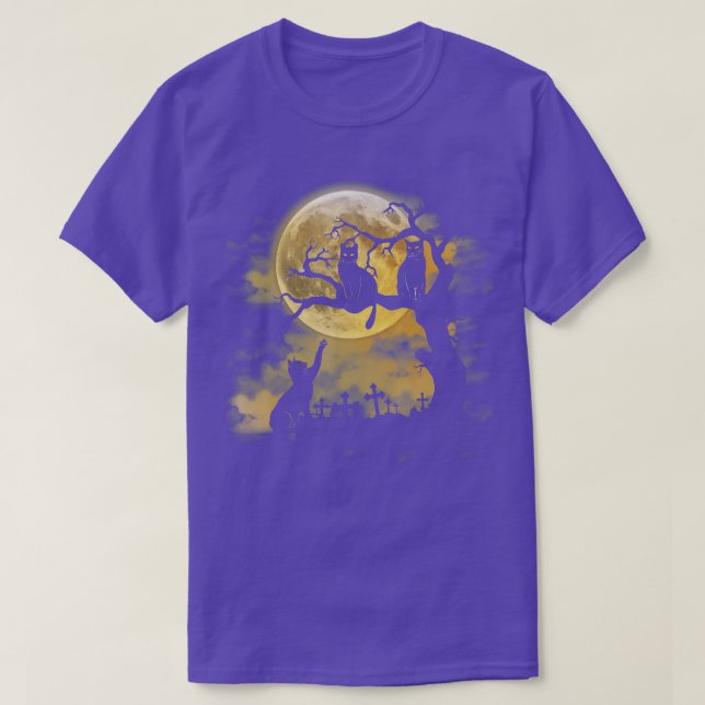 Spooky Cat  Halloween Graveyard Cats T  T-Shirt (Design Front)