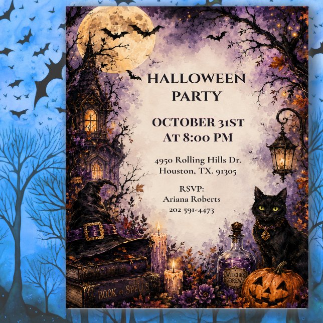 Spooky Cat Halloween Party  Invitation (Creator Uploaded)