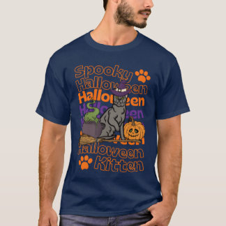 Spooky Cat Kitten Halloween cat Korat cat boy T-Shirt