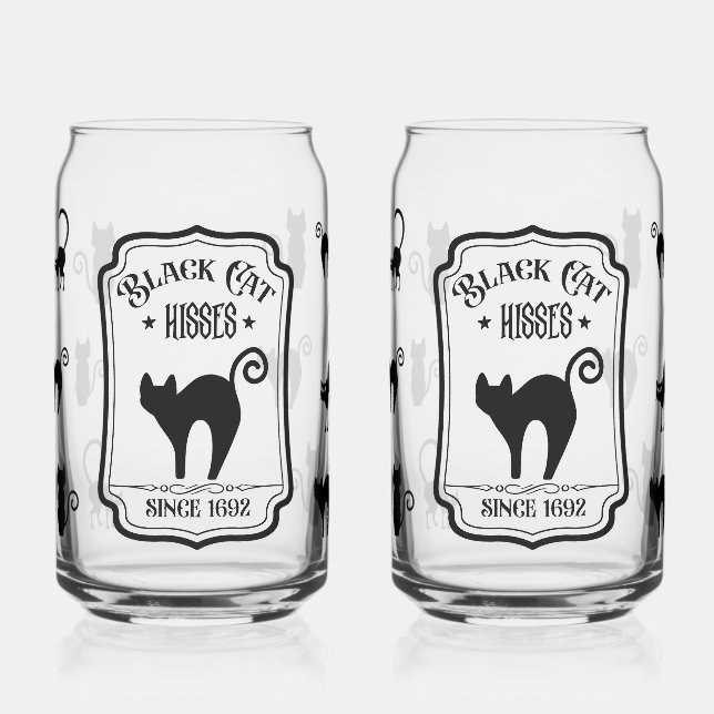 Spooky Cat Lover Drinking Glass (Left)