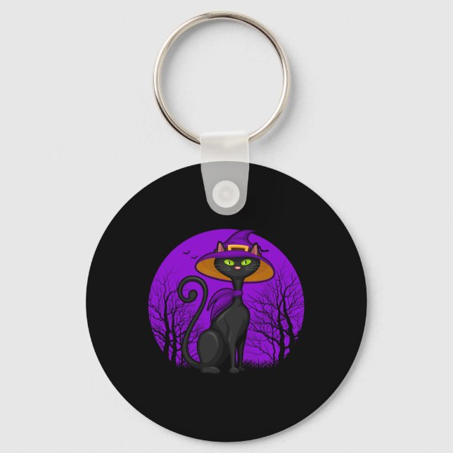 Spooky Cat Lover Halloween Black Kitten Cute Cat S Key Ring (Front)