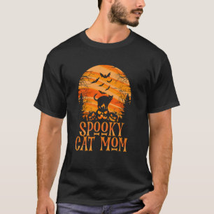 Spooky Cat Mum kitten, Pumpkins & Creepy Sunset Ha T-Shirt