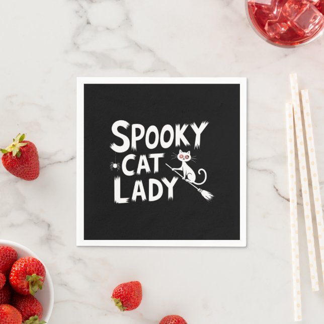 Spooky Cat Mum Spooky Cat Lady Halloween Cat Mum  Napkin (Insitu)