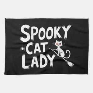 Spooky Cat Mum Spooky Cat Lady Halloween Cat Mum  Tea Towel