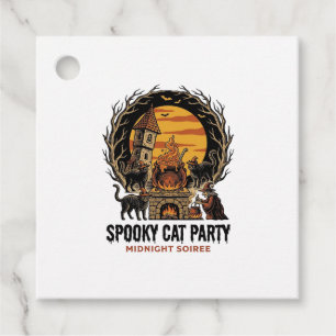 Spooky Cat Party Vintage Engraving Halloween Shirt Favour Tags