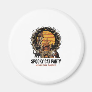 Spooky Cat Party Vintage Engraving Halloween Shirt Magnet