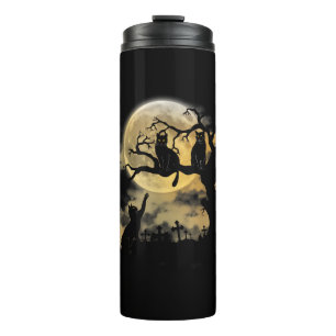 Spooky Cat Shirt Halloween Graveyard Cats T shirt Thermal Tumbler