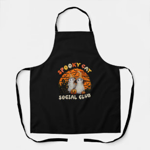 Spooky Cat Social Club Boo Ghost Witch Black Cats Apron