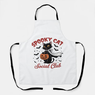 Spooky Cat Social Club PNG - Cute Halloween Classi Apron