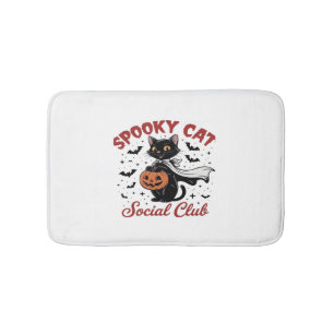 Spooky Cat Social Club PNG - Cute Halloween Classi Bath Mat