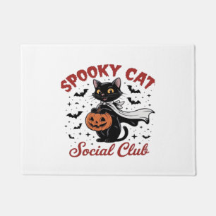 Spooky Cat Social Club PNG - Cute Halloween Classi Doormat