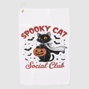 Spooky Cat Social Club PNG - Cute Halloween Classi Golf Towel
