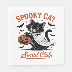 Spooky Cat Social Club PNG - Cute Kitten Classic T Napkin