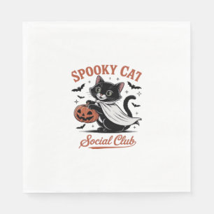 Spooky Cat Social Club PNG - Cute Kitten Classic T Napkin