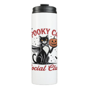 Spooky Cat Social Club PNG - Vintage Style Classic Thermal Tumbler
