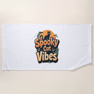 Spooky Cat Vibes Beach Towel