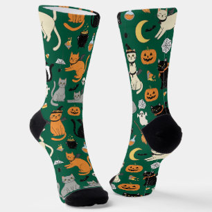 Spooky Cats Halloween Pattern Socks