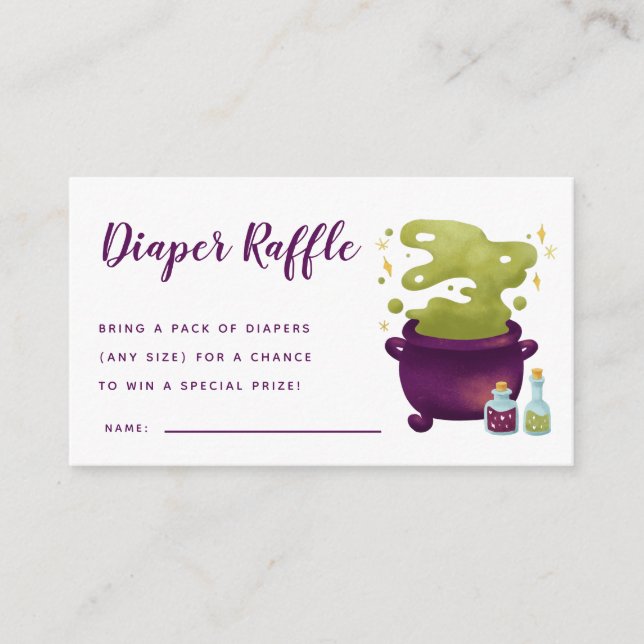 Spooky Cauldron Baby Shower Diaper Raffle Ticket Enclosure Card (Front)