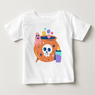 Spooky Cauldron Ghost Candle Halloween Art Design Baby T-Shirt