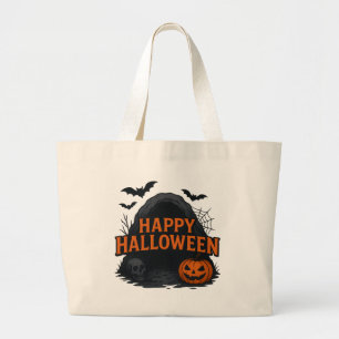 Spooky Cave Halloween Greeting Large Tote Bag