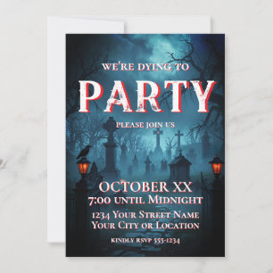 Spooky Cemetery at Night Halloween Party Invitation