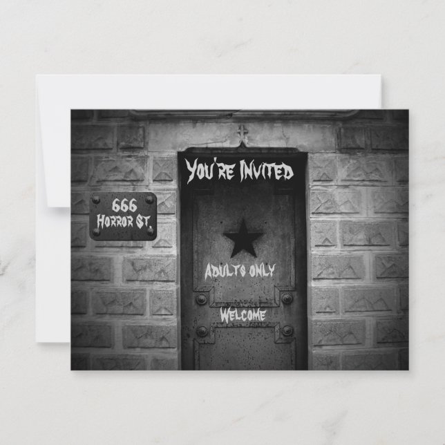 Spooky Cemetery crypt Halloween invitations (Front)