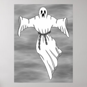 Spooky Chain-Rattling Ghost Poster