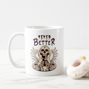 Spooky Charm with Never Better Halloween Skeleton Coffee Mug