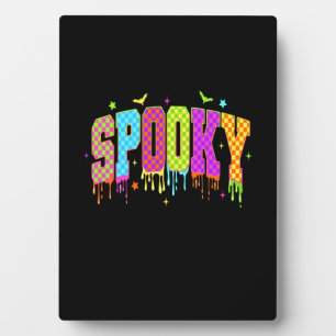 Spooky Checkered Halloween Plaque
