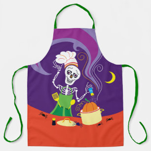 Spooky Chef Cooking a Pumpkin Apron