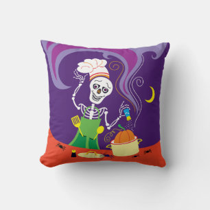 Spooky Chef Cooking a Pumpkin Cushion