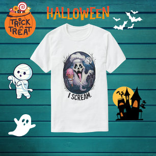 Spooky Chef Ghost Ice Cream Halloween Funny Men's T-Shirt