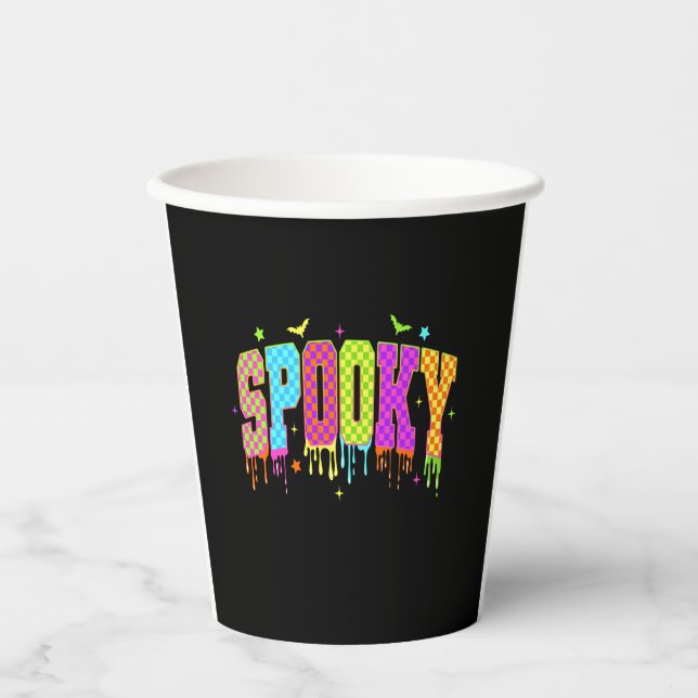 Spooky Chequered Halloween Paper Cups (Front)