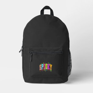 Spooky Chequered Halloween Printed Backpack