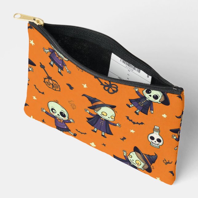 Spooky Chic Halloween Pillow - Frightfully Festive Accessory Pouch (Open)