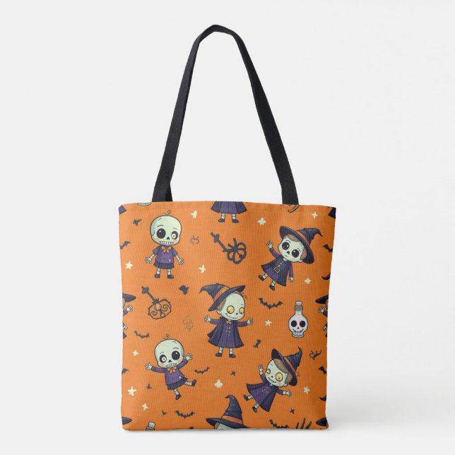 Spooky Chic Halloween Pillow - Frightfully Festive Tote Bag (Back)