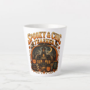 Spooky Chic Teacher Fall Schoolhouse Latte Mug
