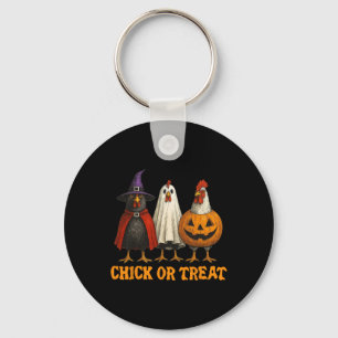 Spooky Chicken Crew Chick Or Treat Funny Halloween Key Ring