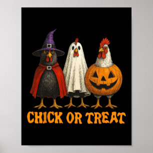Spooky Chicken Crew Chick Or Treat Funny Halloween Poster