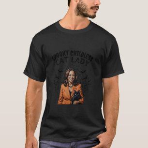 Spooky Childless Cat Lady Voting Kamala Harris Hal T-Shirt