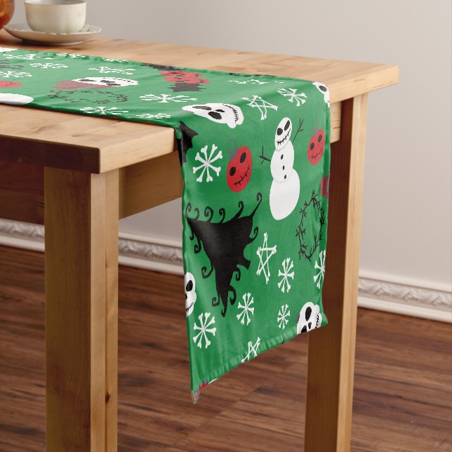 Spooky Christmas Creepy Goth Themed Holiday Short Table Runner (In Situ)