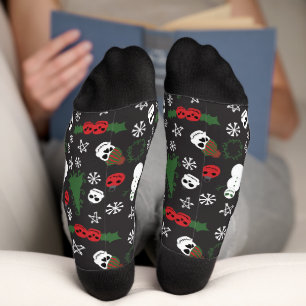 Spooky Christmas Creepy Goth Themed Holiday Socks